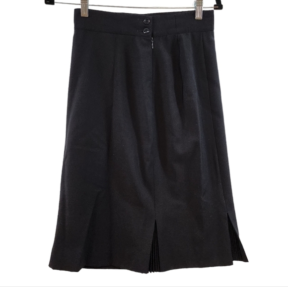 Escada Deep Navy Pleated Hem Pencil Skirt Pure New Wool Vintage Skirt sz 36 Sm - Picture 2 of 11